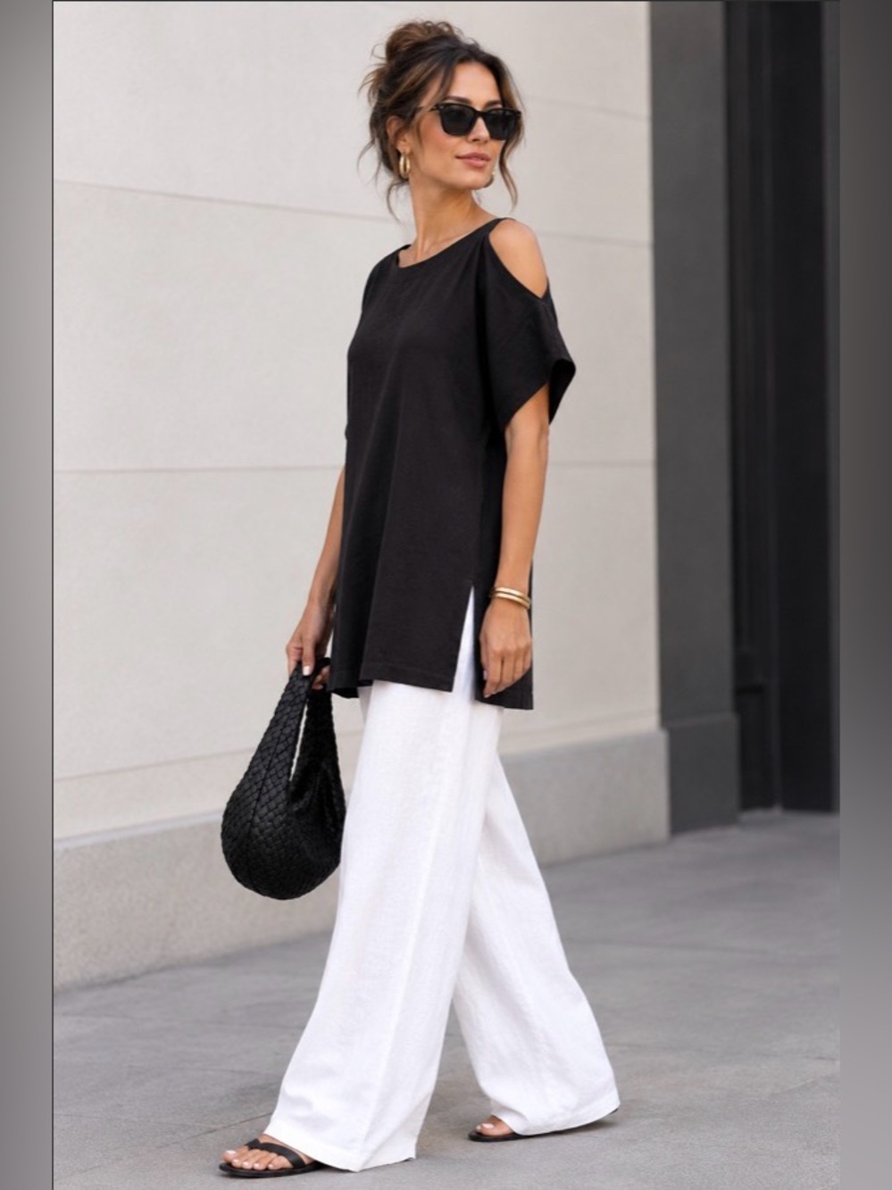 Chico's Travelers or Easywear Black Cold-Shoulder Top NWT